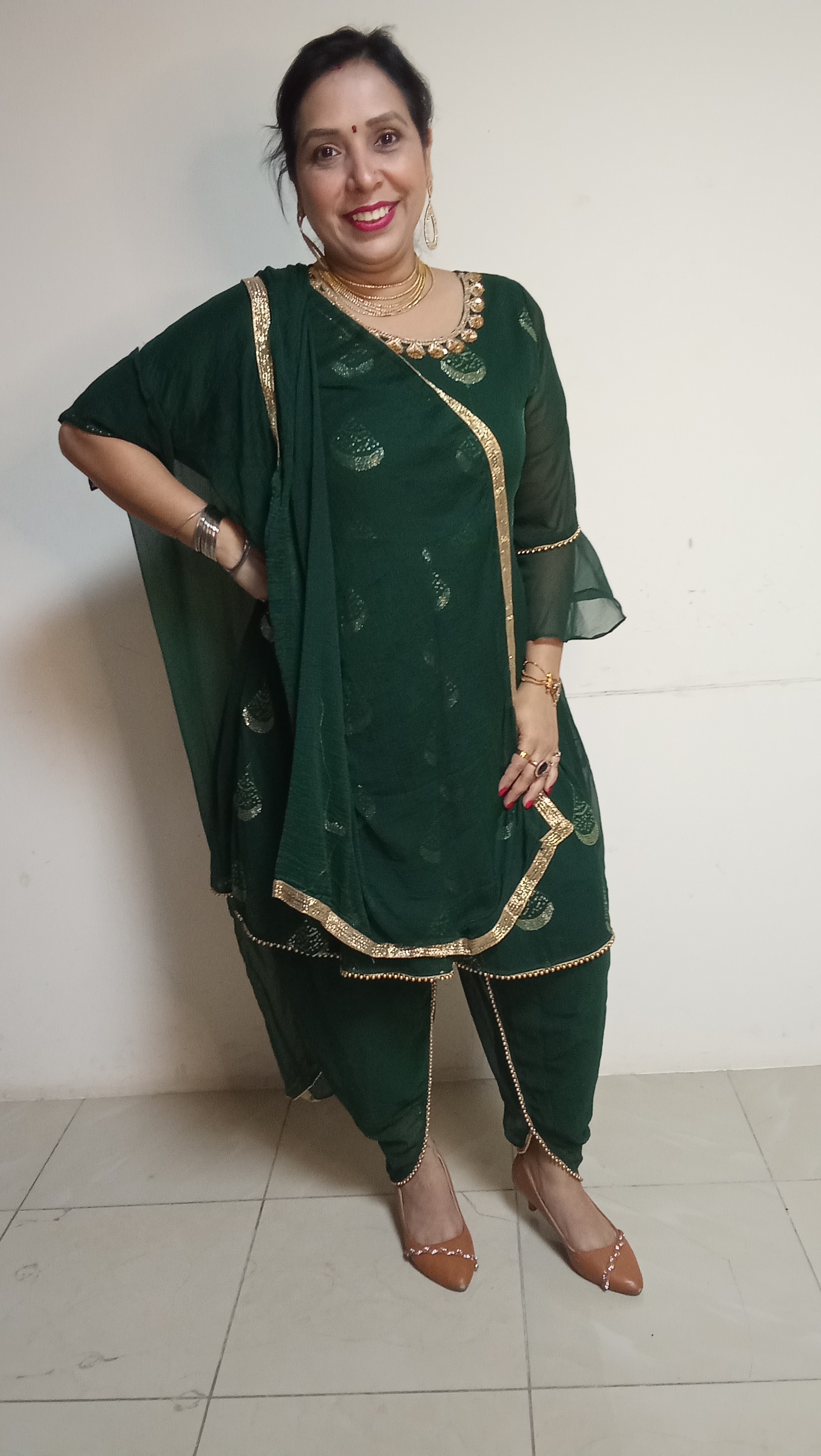 Emerald Radiance Georgette Sharara Set