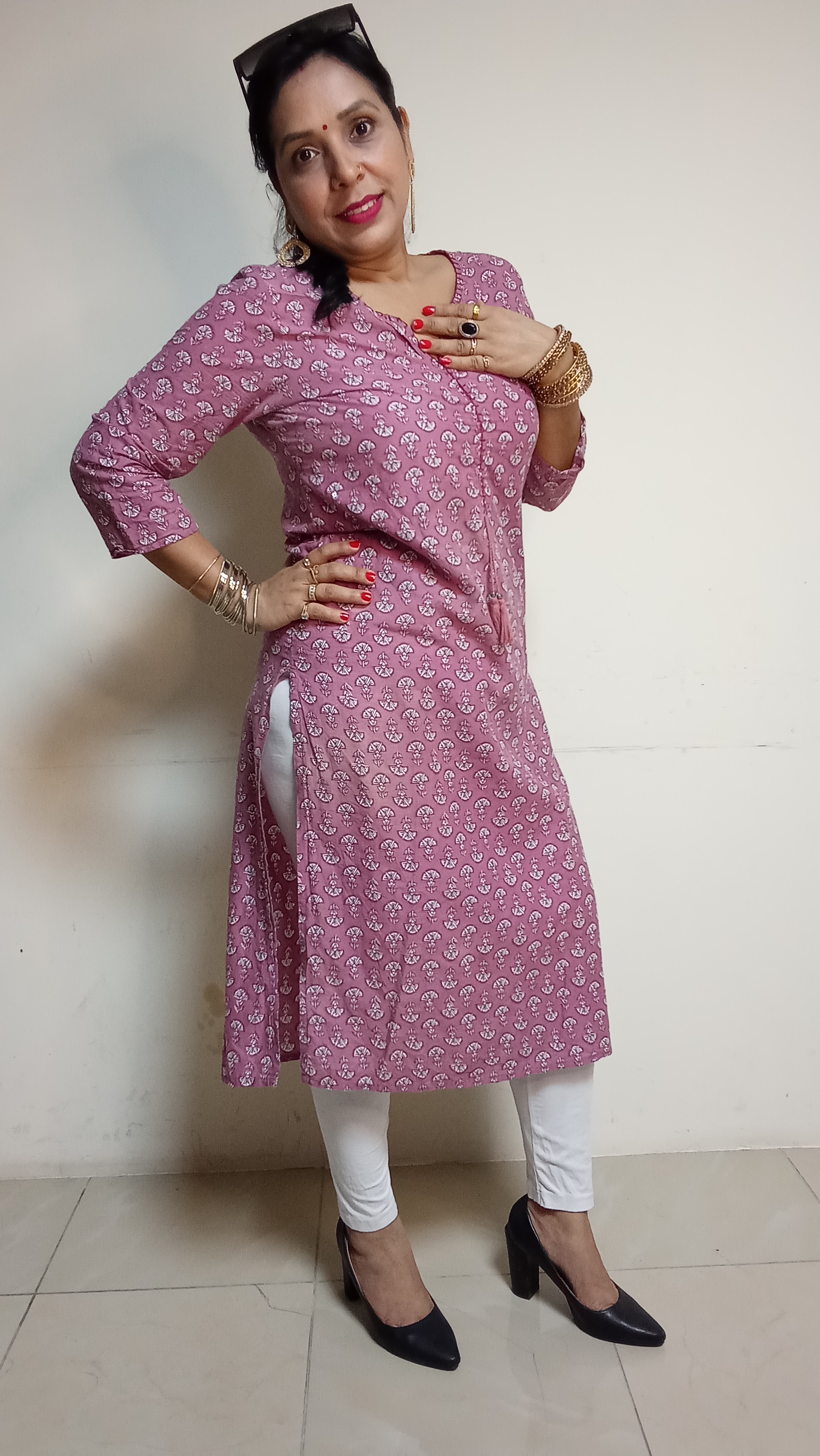 Mauve Mist Hand-Block Print Kurti