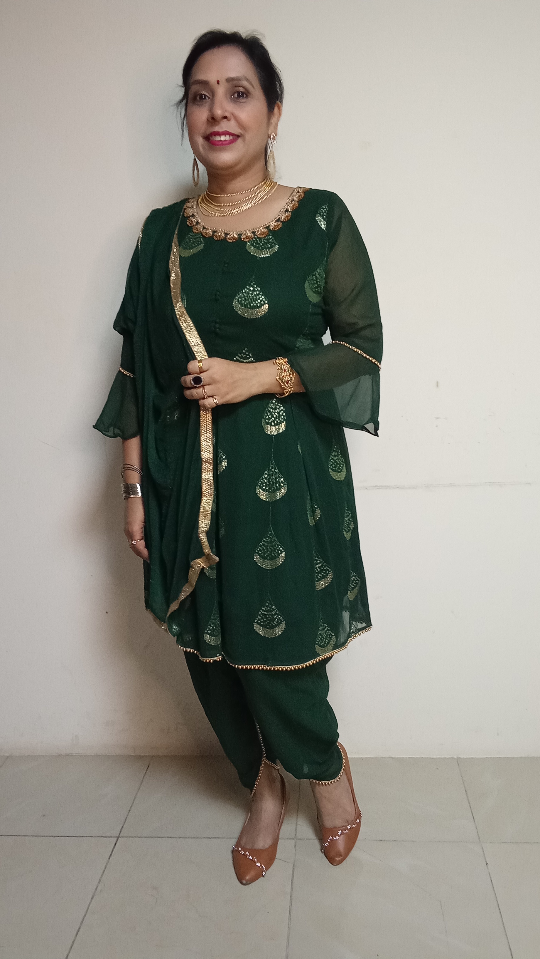 Emerald Radiance Georgette Sharara Set