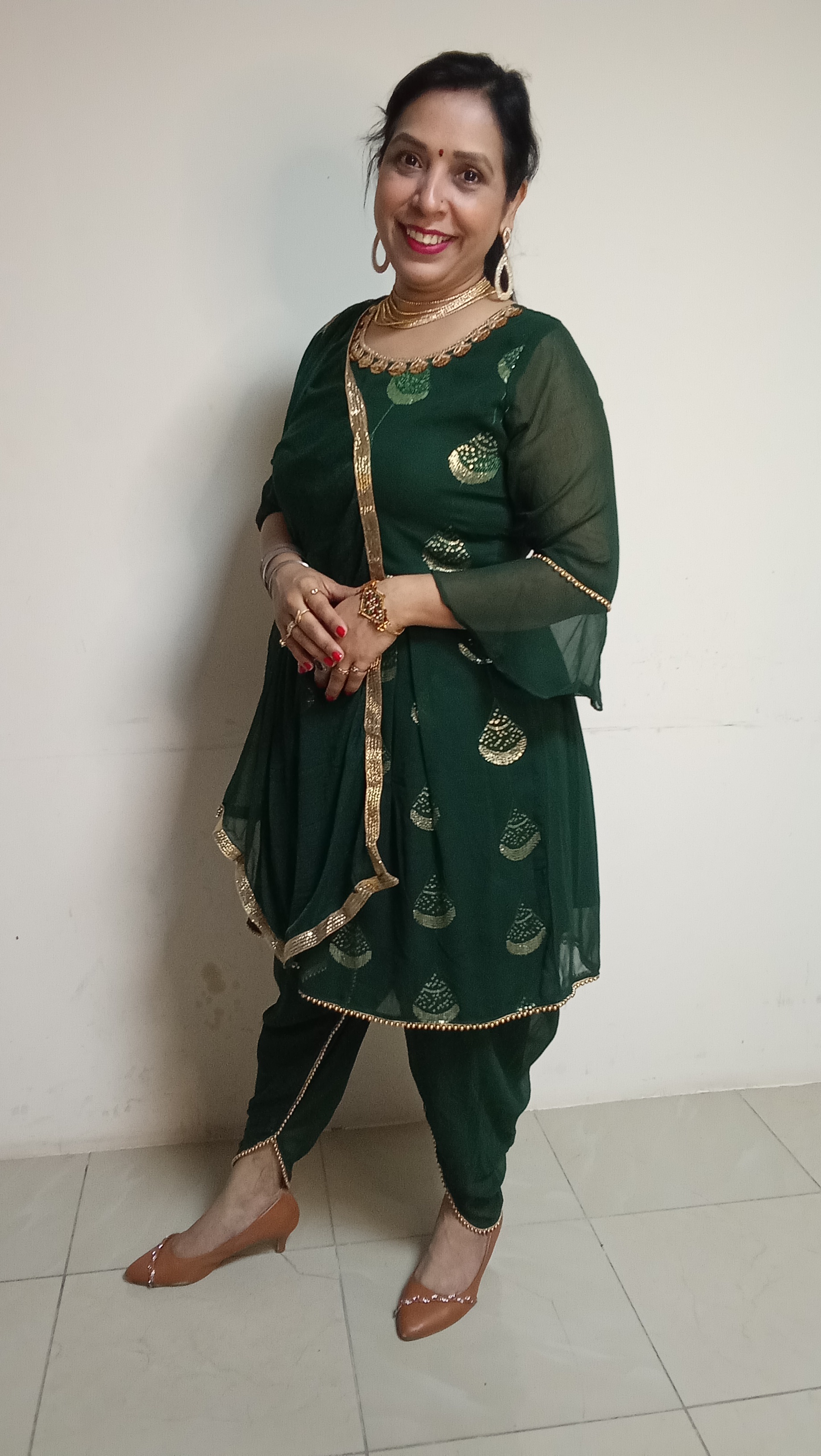 Emerald Radiance Georgette Sharara Set