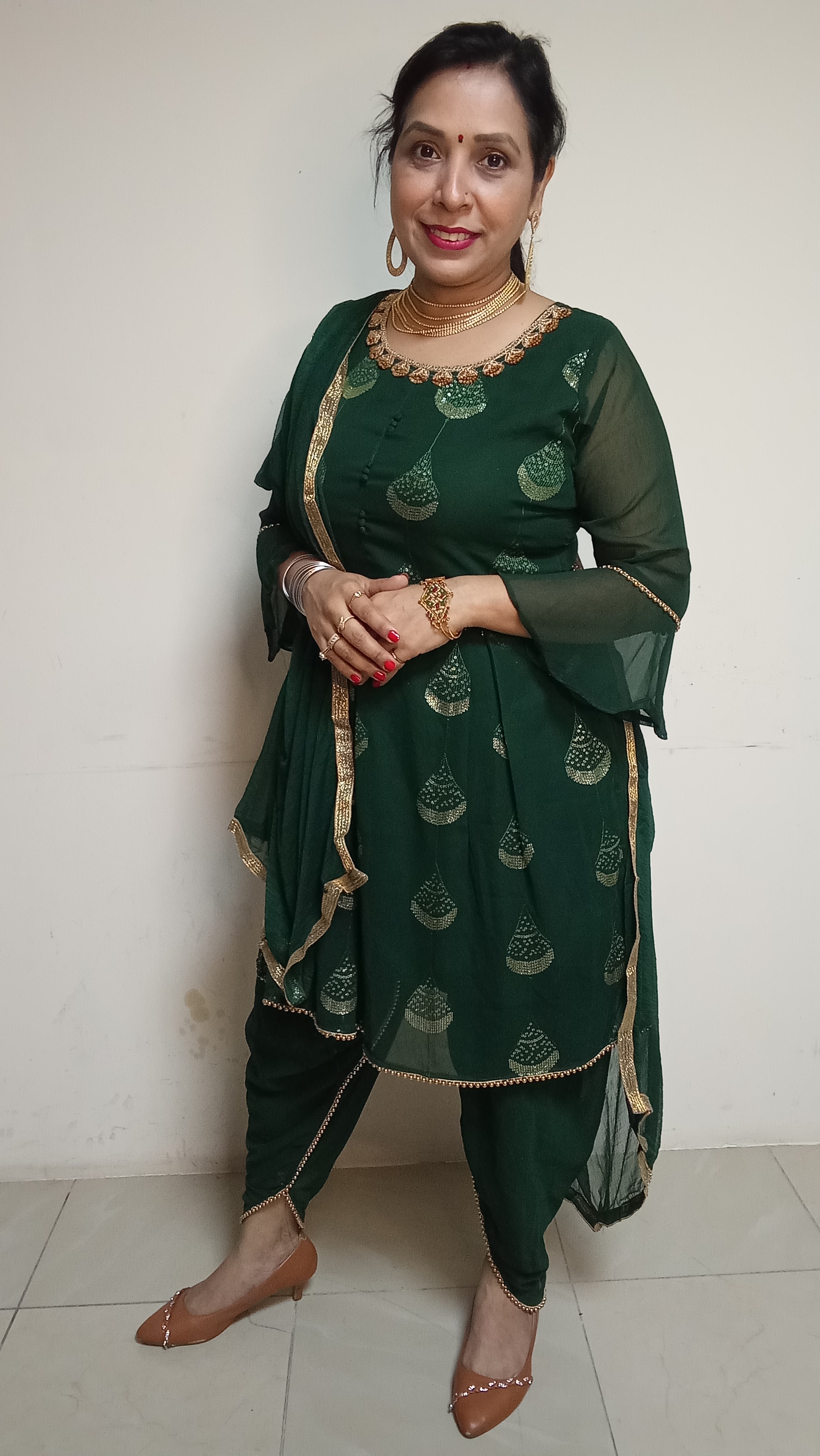 Emerald Radiance Georgette Sharara Set