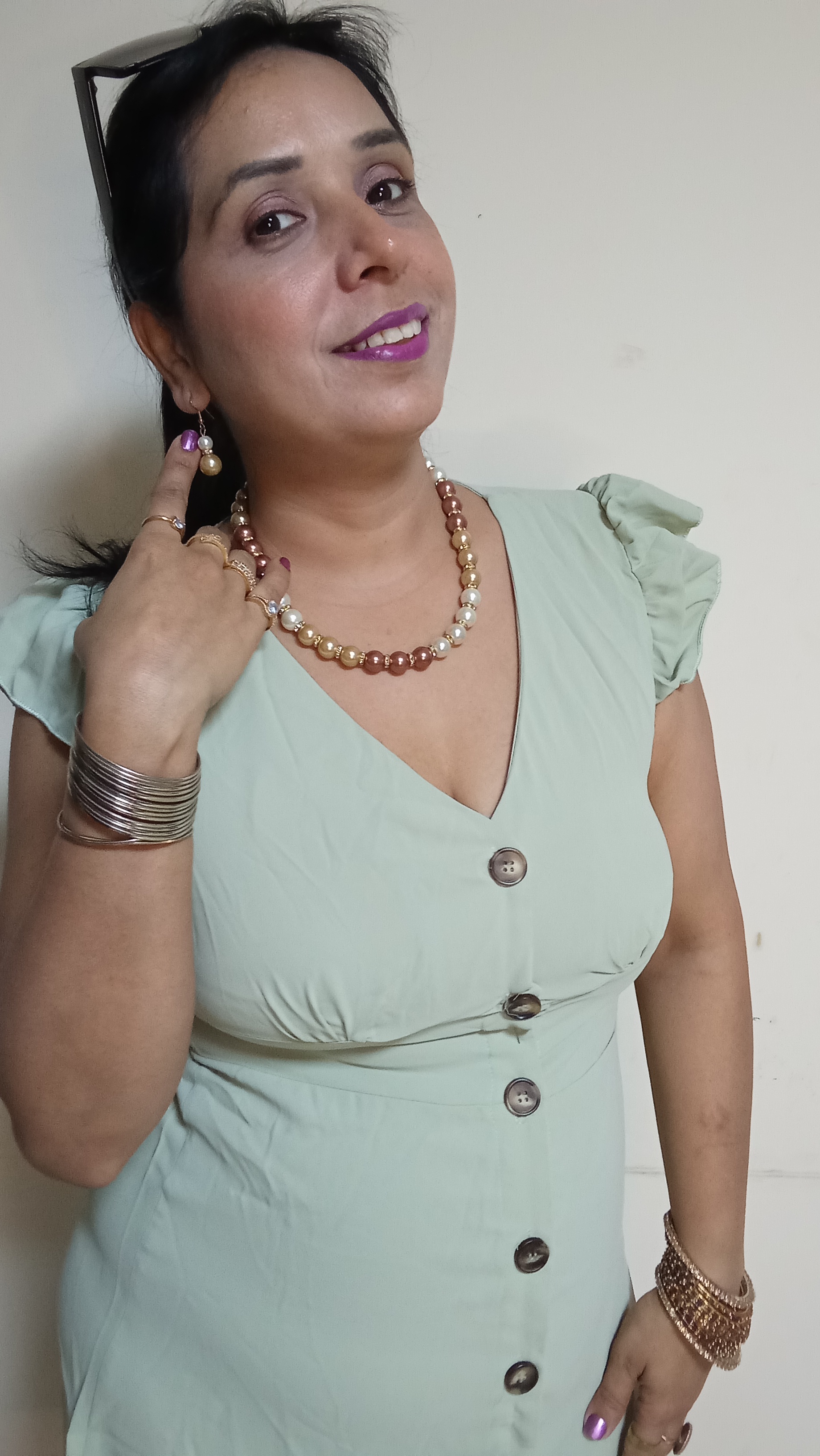 Sage Sorbet Button-Down Ruffle Mini