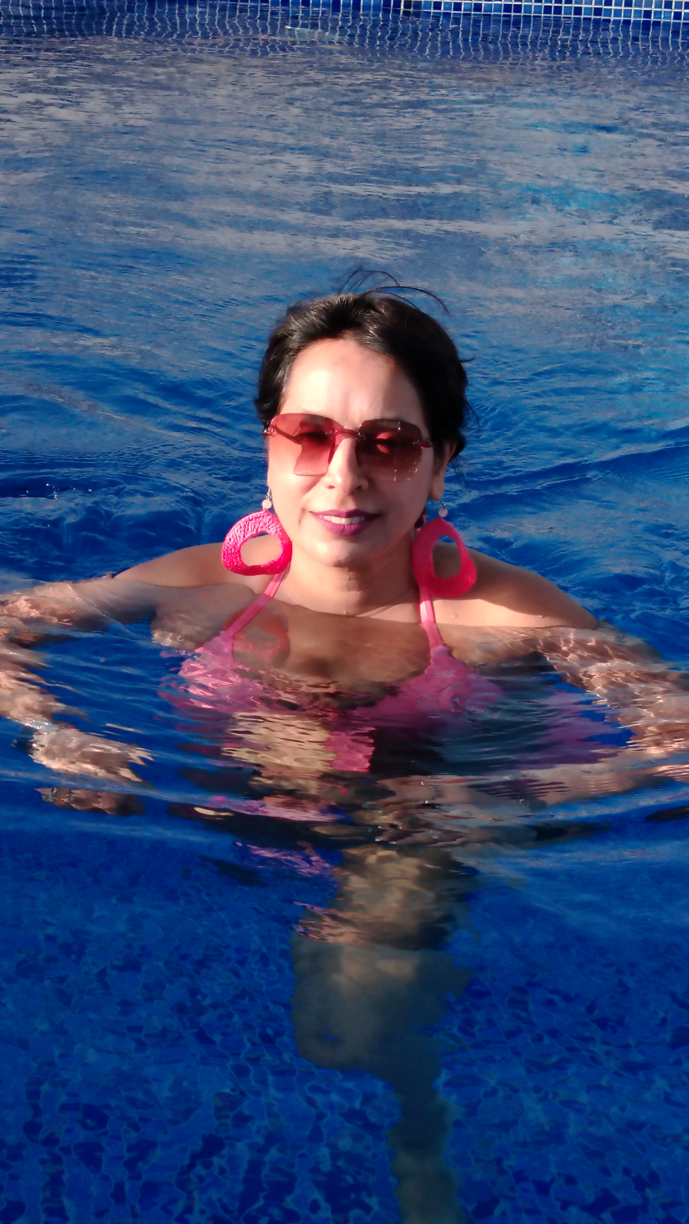 Electric Fuchsia Halter Cut-Out One-Piece