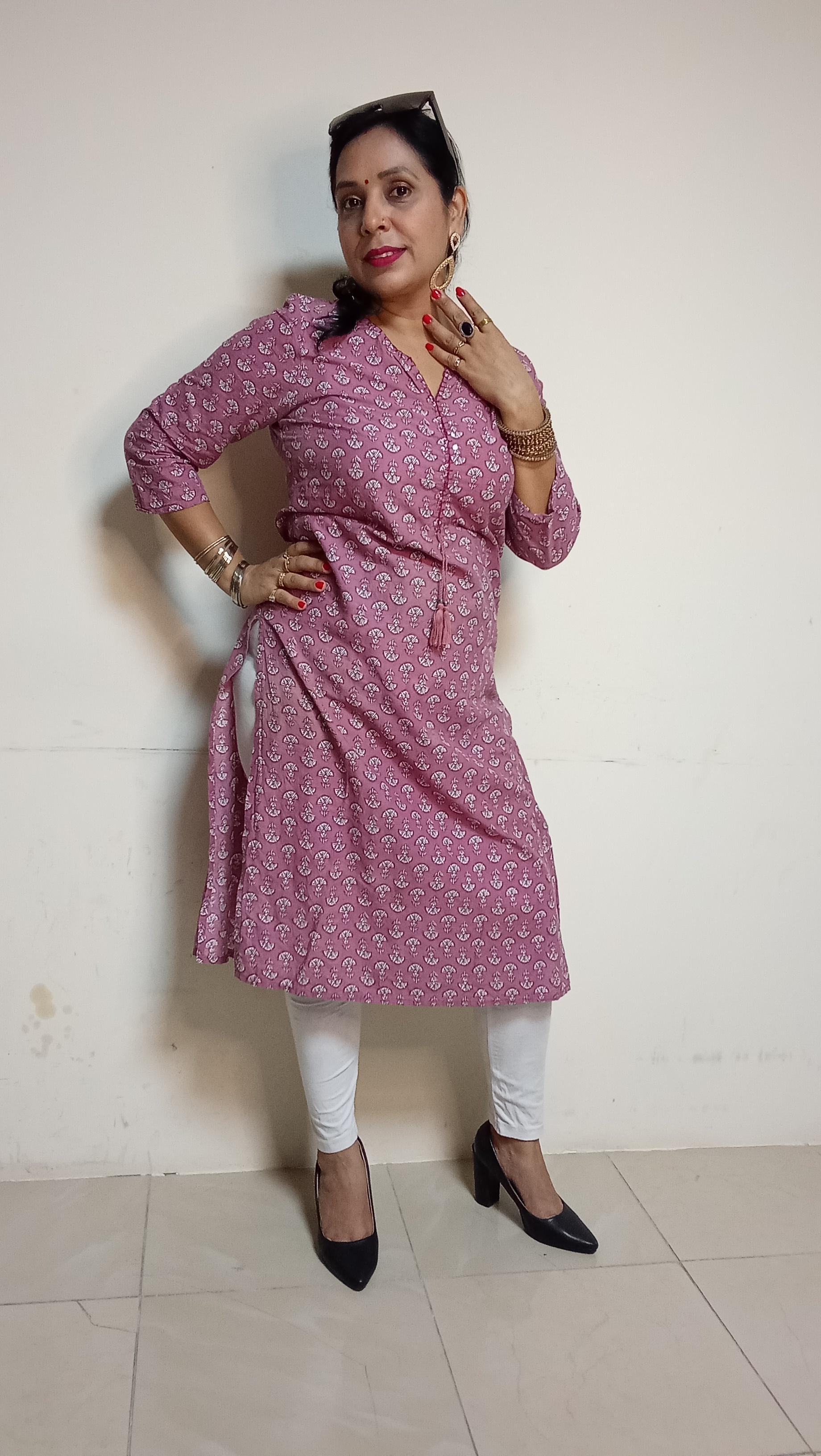 Mauve Mist Hand-Block Print Kurti