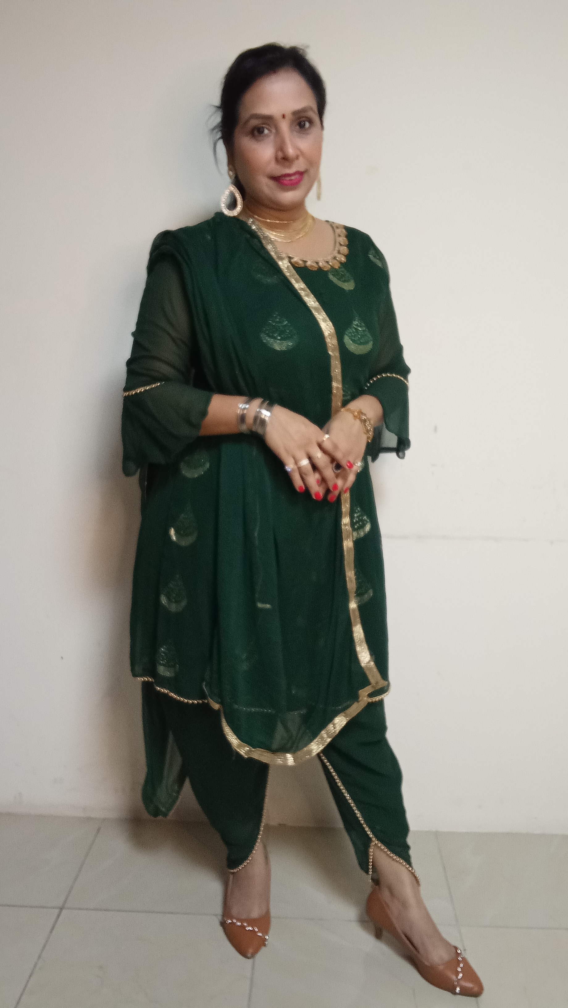 Emerald Radiance Georgette Sharara Set