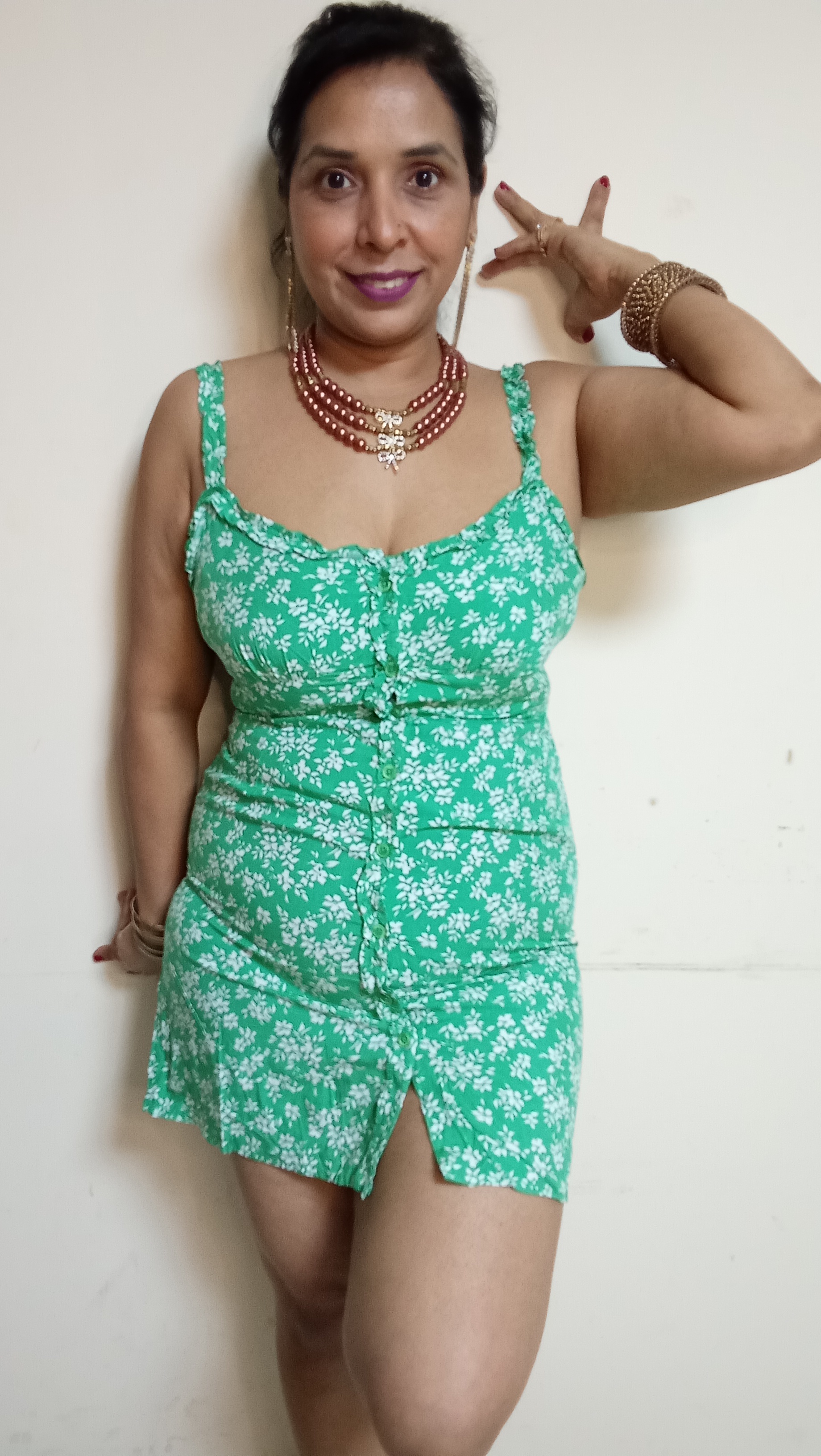 Emerald Meadow Ruffled Mini Dress in Ditsy Floral Print