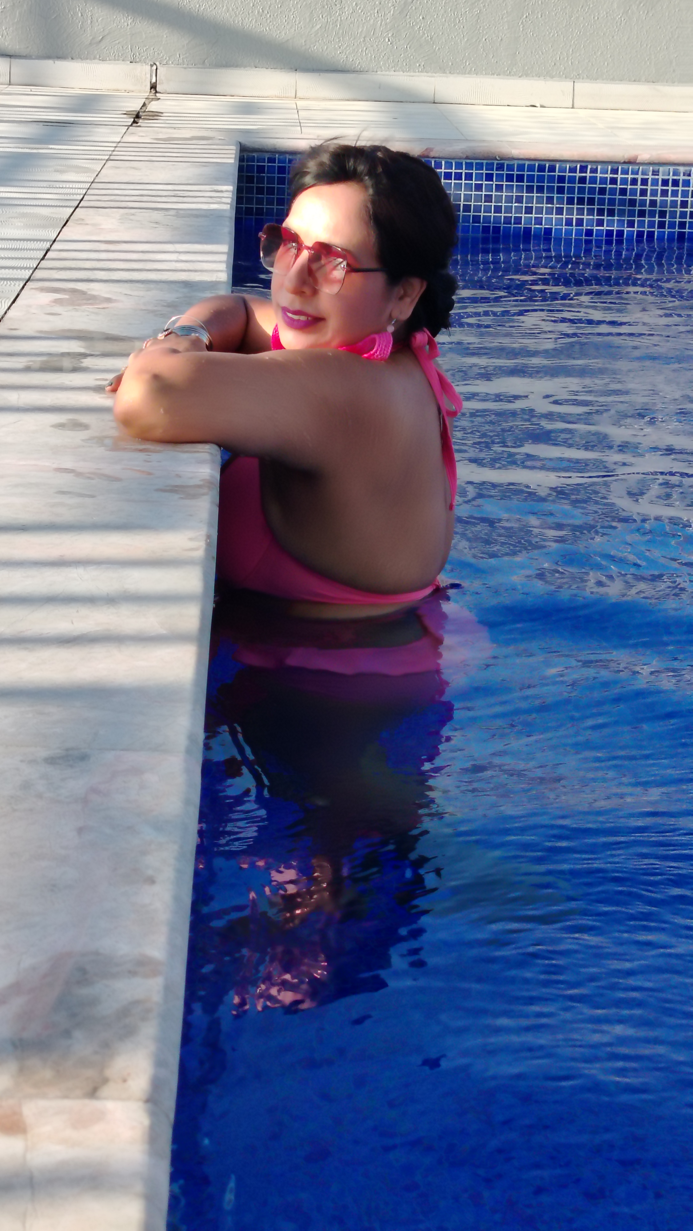 Electric Fuchsia Halter Cut-Out One-Piece