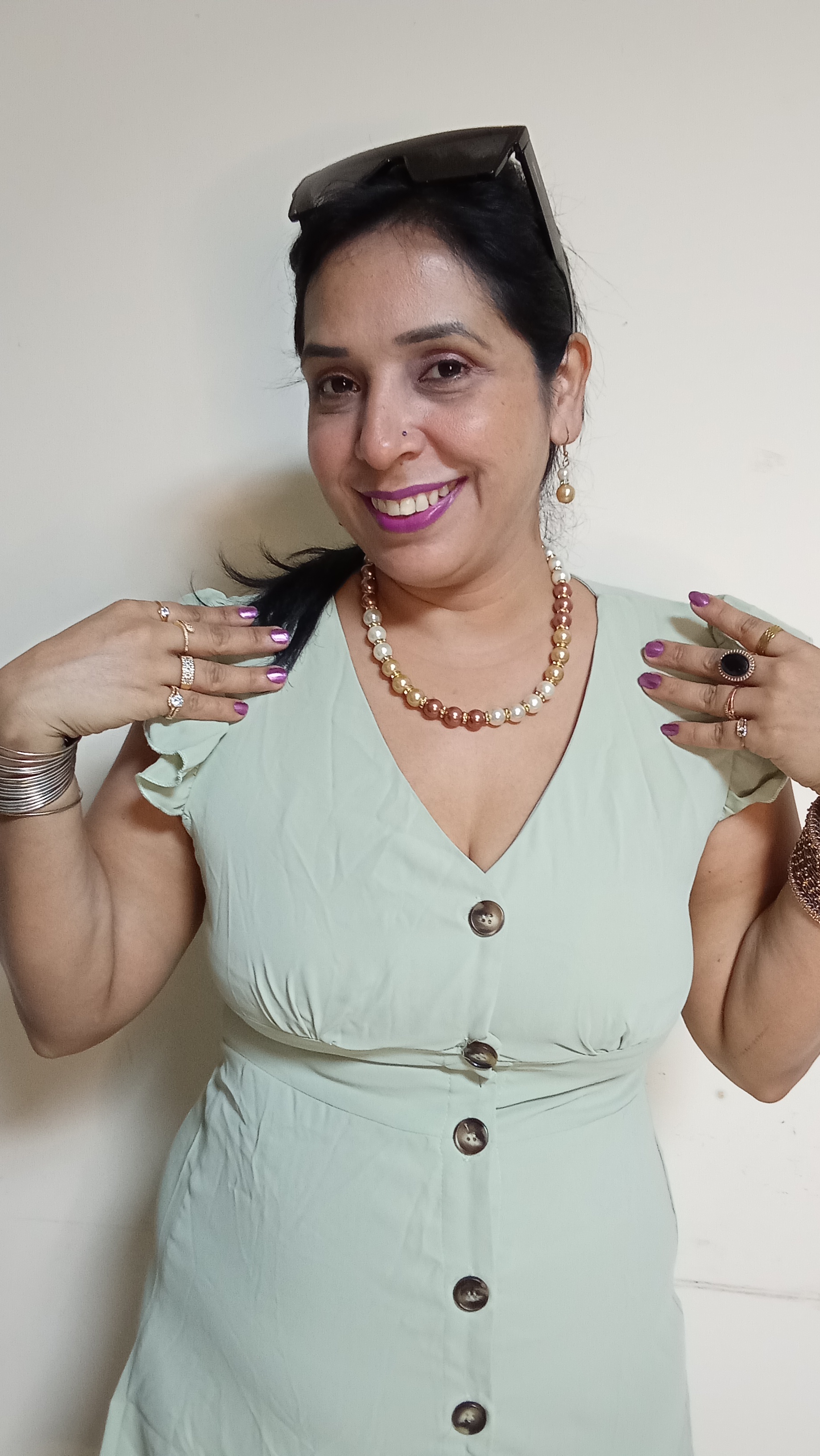 Sage Sorbet Button-Down Ruffle Mini